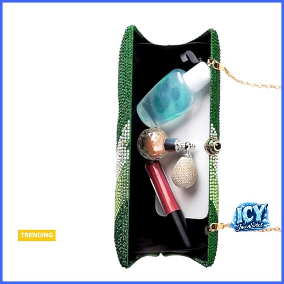 Rhinestone Evening Clutch with Removable Chains for Formal Events